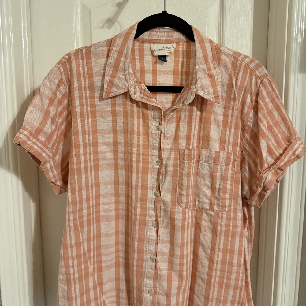 Universal Thread Peach Plaid Button Down Shirt